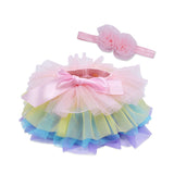 Baby girl tutu skirt 2pcs tulle lace bloomers Newborn infant outfits  Mauv headband flower set Baby mesh bloomer