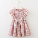 Summer  Girls Lace Cake Dress Kids Sleeveless Floral Mesh Wedding Dresses Children Clothing For Baby Girls 3 to 8 Years