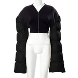 Sisterlinda Spring Patchwork Down Puffer Coat Women Jacket Extra Long Sleves Warm Bubble Christmas Cropped Outerwear Lady Outfit