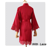 Summer Lace Sleepwear for Bride & Bridesmaid Wedding Robe Gown Solid Embroidery Kimono Bathrobe
