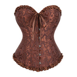 Gothic Corset Corselette Women's Corsets Steampunk Plus Size Overbust Corsage White Bodice Tops Sexy Lace Up Bustier S-6XL