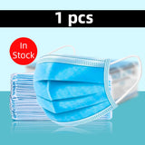 IN STOCK Face Masks Disposable Mouth Mask 3-Ply Anti-Dust Nonwoven Elastic Earloop Salon Breathable Protect Filter Dustproof Non