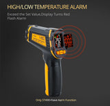 Digital Infrared Thermometer Laser Temperature Meter Non-contact Pyrometer Imager Hygrometer IR termometro Color LCD Light Alarm