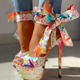 Doratasia  Sexy Shoes Print Super Thin High Heels Shoes Sandals Women Summer Party Platform Ankle-wrap Woman Sandals Female