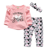 Summer Newborn Infant Baby Girl Clothes Daddy is my Hero Short Sleeve T-shirt Tops+Pants+Headband Toddler Outfits Set