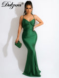 Dulzura Lace Up Women Solid Satin Maxi Dress Backless Bodycon Sexy Streetwear Party Elegant Festival Evening  Summer Outfit