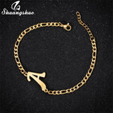 A-Z Letter Jewelry Personalize Initial Bracelets Bangles for Women Stainless Steel Alphabet Charm Bracelet Name Bijoux Pulseiras