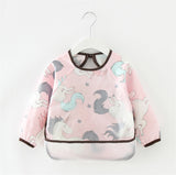 Baby Bandana Bibs Cute Cartoon Bibs Waterproof Infant Eating Children Drawing Long Sleeve Apron Baby Self Feeding Bib