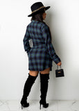 ANJAMANOR Fashion Plaid Print Button Up Long Sleeve Shirt Dress Fall Clothes for Women Sexy Casual Short Dresses D30-DD32