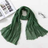 Muslim Women Crinkle Hijab Scarf Soft Solid Cotton Head ScarvesTurban Shawls and Wraps hijab femme musulman kopftuch