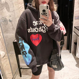 Kanye West Graffiti Letter Print Plus Velvet Sweatshirt Men Harajuku Fleece Hoodie Hip Hop Stranger Things Hooded Hoodies