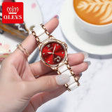 OLEVS Women's Automatic Watch Ceramic Steel Strap Waterproof Mechanical Watches Brand Luxury Ladies Wrist Watch Relogio Feminino