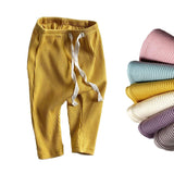 Baby Boys Girls Solid Leggings Toddler Ribbed Pp Pants Little Boy Casual Harems Pants Kids Trousers Bottoming Pant