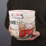 FANCITY Japanese Underglaze Hand-painted 7-inch Ceramic Household Ramen Bowl Soup Bowl Commercial Restaurant Noodle Bowl Large