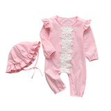 2Pcs Baby Girls Romper Cartoon Rabbit Pattern Cotton Long Sleeve Jumpsuit+Headband Outfits Set Newborn Infant Clothes