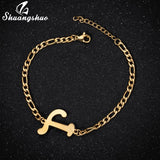 A-Z Letter Jewelry Personalize Initial Bracelets Bangles for Women Stainless Steel Alphabet Charm Bracelet Name Bijoux Pulseiras