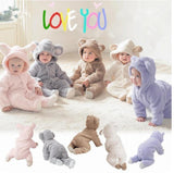 0-12M Autumn Winter Newborn Rompers Baby Fleece Jumpsuit Hoodies Jumpsuit Baby Girls Boys Romper Newborn Toddle Baby Overalls - shopwishi 