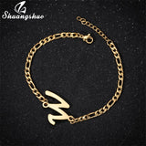A-Z Letter Jewelry Personalize Initial Bracelets Bangles for Women Stainless Steel Alphabet Charm Bracelet Name Bijoux Pulseiras