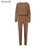 Mnealways18 Vintage Zipper Khaki Trousers Women High Waist Office Pants