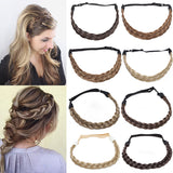 S-noilite Bohemian Plaited Headband Synthetic Braids Hair With Adjustable Belt Hairpiece Hair For Woman Hair Style Accessories