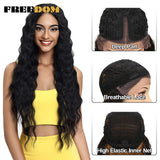 FREEDOM Synthetic Lace Wigs For Black Women 30" Dark Root Blonde Brown Long Deep Wave Wavy Ombre Cosplay Wigs Heat Resistant