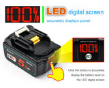Waitley BL1850 18V 5.0Ah Replacement Battery for Makita Power Tool 5000mah BL1840 BL1860 Battery with LED Power Display 18 v 5A
