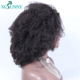 Afro Kinky Curly Wig With Bangs Full Machine Made Scalp Top Wig 200 Density Remy Brazilian Short Curly Human Hair Wigs Xcsunny