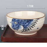 FANCITY Japanese Underglaze Hand-painted 7-inch Ceramic Household Ramen Bowl Soup Bowl Commercial Restaurant Noodle Bowl Large