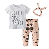 Summer Newborn Infant Baby Girl Clothes Daddy is my Hero Short Sleeve T-shirt Tops+Pants+Headband Toddler Outfits Set