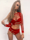 HOT Sexy Fishnet Babydoll Cosplay Nightgown crochet plus size lingerie dress bodysuit Corsets products Sleepwear+Hot pants W133
