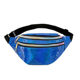 AIREEBAY Holographic Waist Bags Women Silver Fanny Pack Female Belt Bag Black Geometric Waist Packs Laser Chest Phone Pouch