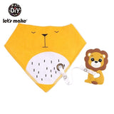 Let's Make Baby Stuff Bibs & Burp Cloths 1pc Cotton Bib Cartoon Silicone Teether BPA Free Baby Things Feeding Baberos Burp Cloth