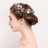 MOLANS Luxury Hairpin For Women Hair Combs Headdress Prom Bridal Wedding Crown Elegant Hair Accessories Gold Leaves Headwear 1PC