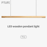 Nordic Wood Pendant Lights LED Modern Pendant Lamps for Dining Living Room Kitchen Office Shop Bar Cafe Long Strip Hanging Lamp