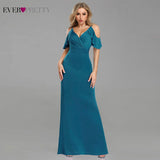 Ever-Pretty Elegant Long A-Line Off Shoulder Floral Print Chiffon