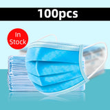 IN STOCK Face Masks Disposable Mouth Mask 3-Ply Anti-Dust Nonwoven Elastic Earloop Salon Breathable Protect Filter Dustproof Non