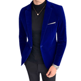 Autum Velvet Wedding Dress Coat Mens Blazer Jacket Fashion Casual Suit Jacket Stage DJ Men's Business Blazers Costume Homme