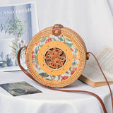 Round Woven Straw Rattan Bodybag