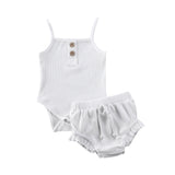 3M-24M 2PCS Summer Newborn Kid Baby Girls Clothes Knitted Crop Tops + Shorts Outfits