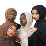 Muslim Women Crinkle Hijab Scarf Soft Solid Cotton Head ScarvesTurban Shawls and Wraps hijab femme musulman kopftuch