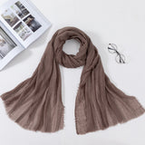 Muslim Women Crinkle Hijab Scarf Soft Solid Cotton Head ScarvesTurban Shawls and Wraps hijab femme musulman kopftuch
