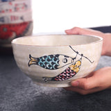 FANCITY Japanese Underglaze Hand-painted 7-inch Ceramic Household Ramen Bowl Soup Bowl Commercial Restaurant Noodle Bowl Large