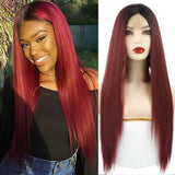 AZQUEEN Synthetic Hair Wig For Women Black Ombre Blue Long Straight 30 inch Can Be Cosplay Wigs Heat Resistant Middle Part Wigs