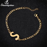 A-Z Letter Jewelry Personalize Initial Bracelets Bangles for Women Stainless Steel Alphabet Charm Bracelet Name Bijoux Pulseiras