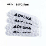 4Pcs/set Car Door Stickers Universal Safety Warning Mark OPEN High Reflective Tape Motorcycle Bike Helmet Sticker
