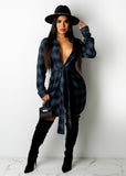 ANJAMANOR Fashion Plaid Print Button Up Long Sleeve Shirt Dress Fall Clothes for Women Sexy Casual Short Dresses D30-DD32