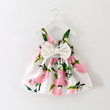 New Baby Dresses Pattern Print Lemon Cartoon Birthday Dress Female Baby Summer Clothes Kids Girl Clothes