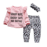 3Pcs Newborn Baby Girls Clothes Set Letter You Make Me Smile Long Sleeve Tops Casual Pants and Headband Infant Clothing Outfits