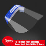 10pcs Safety Full Face Shield Anti-droplet Protective Faceshield Cover Visor Dust Proof Fog Screen Transparent for dropshipping