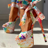 Doratasia  Sexy Shoes Print Super Thin High Heels Shoes Sandals Women Summer Party Platform Ankle-wrap Woman Sandals Female